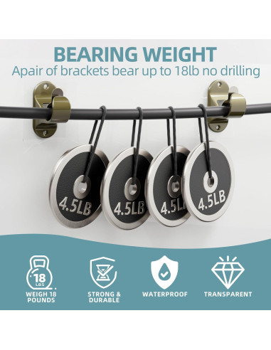 Soportes de Barra de Cortina Adhesivos Antimbee 8 PCS 3.3cm