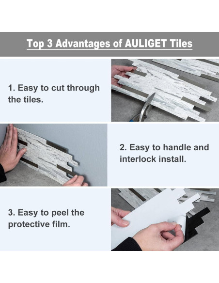 Azulejos de PVC Autoadhesivos AULIGET 2 Hojas Beige Piedra Azulejos de PVC Autoadhesivos AULIGET 2 Hojas Beige Piedra