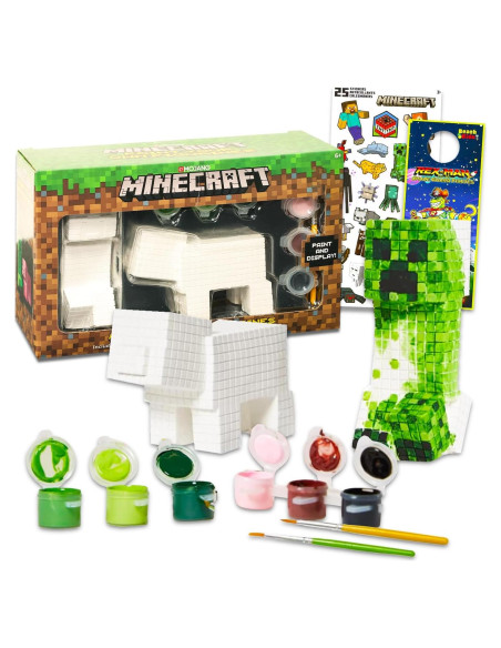 Set de Pintura DIY Minecraft - Incluye 2 Figuras y 6 Pinturas