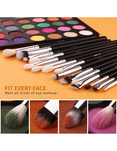 Set de Pinceles de Maquillaje BEILI 15pcs para Ojos