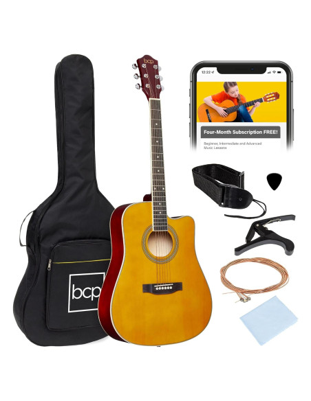 Guitarra Acústica Completa 41" Natural Envejecido con Accesorios
