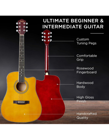 Guitarra Acústica Completa 41" Natural Envejecido con Accesorios