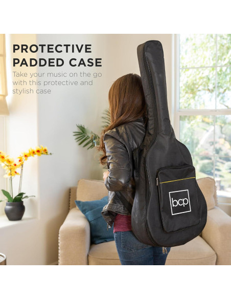 Guitarra Acústica Completa 41" Natural Envejecido con Accesorios