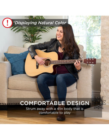 Guitarra Acústica Completa 41" Natural Envejecido con Accesorios