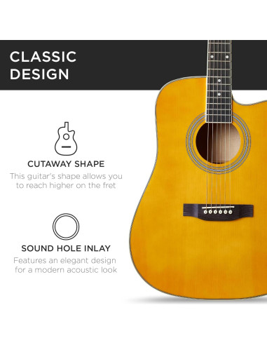 Guitarra Acústica Completa 41" Natural Envejecido con Accesorios