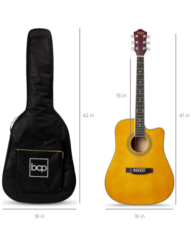 Guitarra Acústica Completa 41" Natural Envejecido con Accesorios