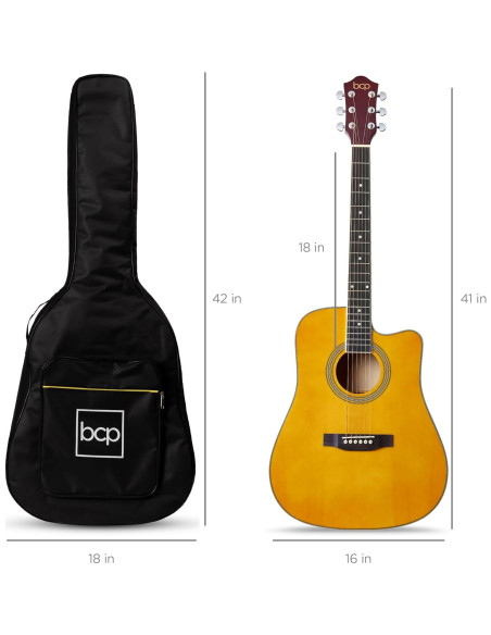 Guitarra Acústica Completa 41" Natural Envejecido con Accesorios