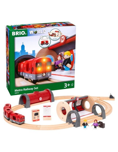 Conjunto de Ferrocarril Metro BRIO 20 Piezas con Luz y Sonido Conjunto de Ferrocarril Metro BRIO 20 Piezas con Luz y Sonido