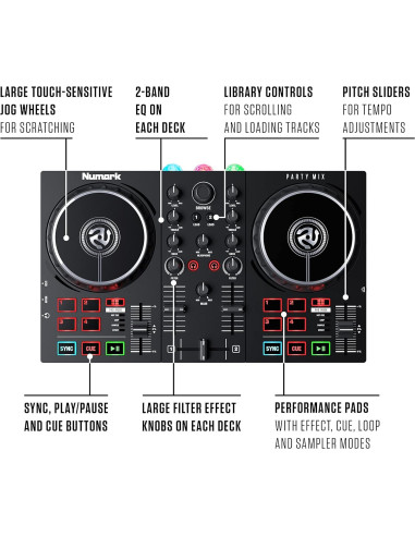 Controlador DJ Numark Party Mix II + Auriculares HF175