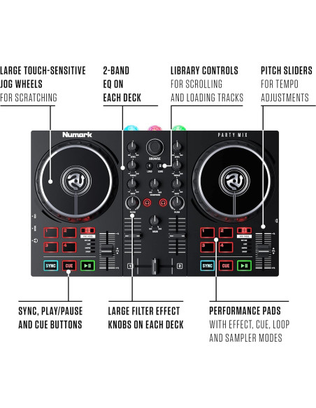 Controlador DJ Numark Party Mix II + Auriculares HF175