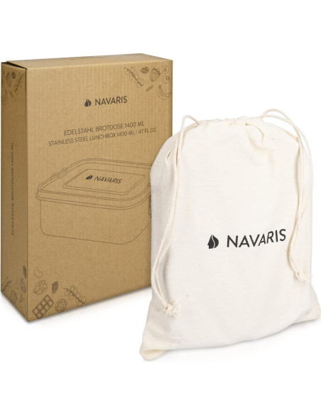 Caja de Almuerzo Acero Inoxidable Navaris 1400ml con Divisor Caja de Almuerzo Acero Inoxidable Navaris 1400ml con Divisor