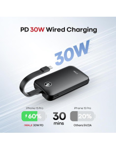 Batería Portátil Inalámbrica iWALK 10000mAh 30W Qi2 LED 2