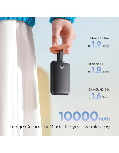 Batería Portátil Inalámbrica iWALK 10000mAh 30W Qi2 LED