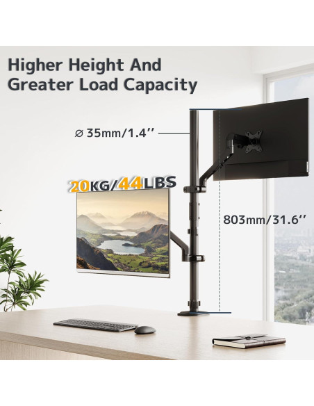 Soporte de Monitor Alto WORLDLIFT 80 cm Ajustable Negro