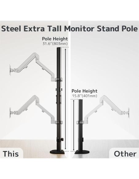 Soporte de Monitor Alto WORLDLIFT 80 cm Ajustable Negro