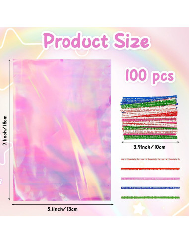 Bolsas de Celofán Iridiscentes Linsuminn 100 pcs 13x18 cm