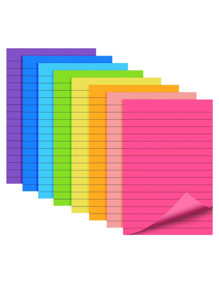 Notas Adhesivas Rayadas 10x15 cm Cayxenful, 8 Colores, 40 Hojas