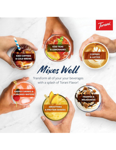 Paquete de 4 jarabes Torani sin azúcar 750 ml - Caramelo, Vainilla