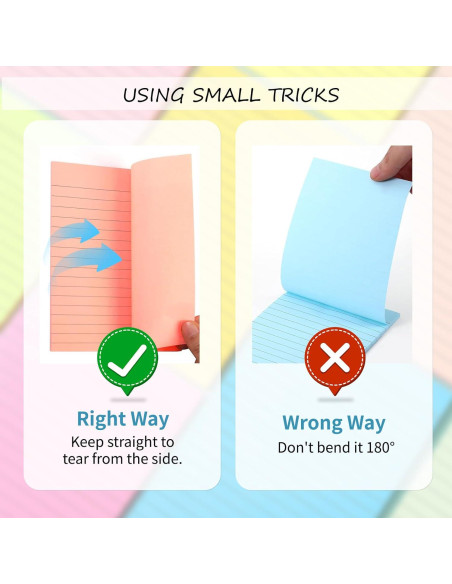 Notas Adhesivas Rayadas 10x15 cm Cayxenful, 8 Colores, 40 Hojas