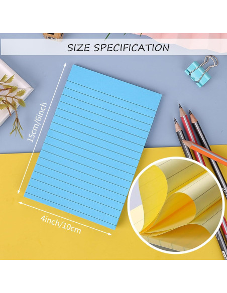 Notas Adhesivas Rayadas 10x15 cm Cayxenful, 8 Colores, 40 Hojas