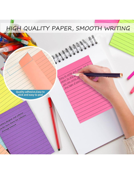 Notas Adhesivas Rayadas 10x15 cm Cayxenful, 8 Colores, 40 Hojas