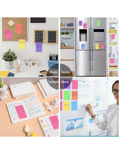 Notas Adhesivas Rayadas 10x15 cm Cayxenful, 8 Colores, 40 Hojas