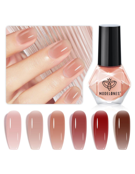 Set de Esmalte de Uñas Jelly Modelones 6 Colores Secado Rápido