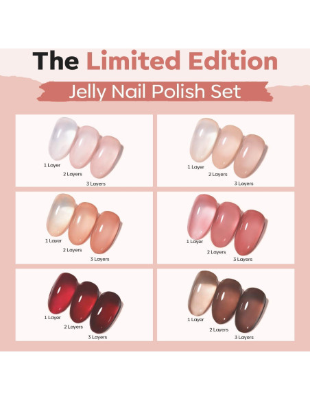 Set de Esmalte de Uñas Jelly Modelones 6 Colores Secado Rápido