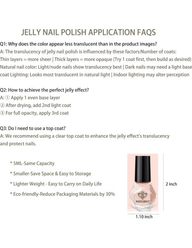 Set de Esmalte de Uñas Jelly Modelones 6 Colores Secado Rápido