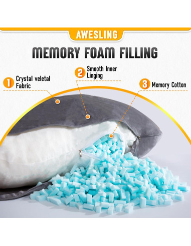 Almohada Corporal de Embarazo AS AWESLING 152 cm Espuma Memoria