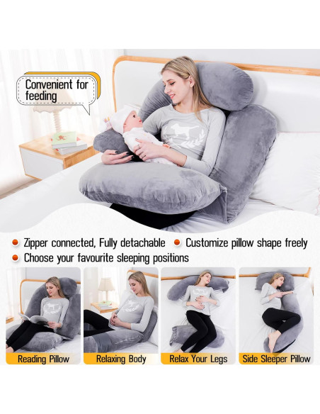 Almohada Corporal de Embarazo AS AWESLING 152 cm Espuma Memoria