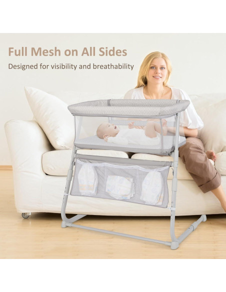 Cuna para Bebé INFANS 3 en 1 Beige, Ajustable y Abatible