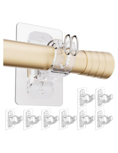 Soportes de barra de cortina sin taladrar MUAKIOY - Paquete de 8
