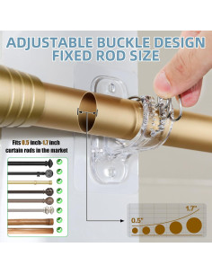 Soportes de barra de cortina sin taladrar MUAKIOY - Paquete de 8 2