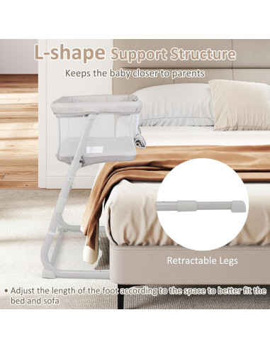 Cuna para Bebé INFANS 3 en 1 Beige, Ajustable y Abatible