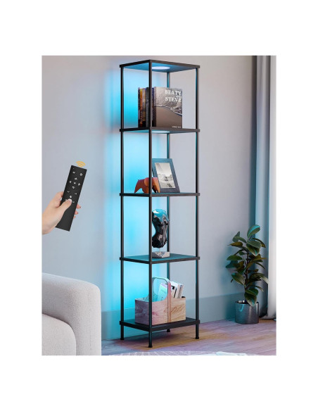 Estante de exhibición con luz RGBW PARTPHONER negro 165cm