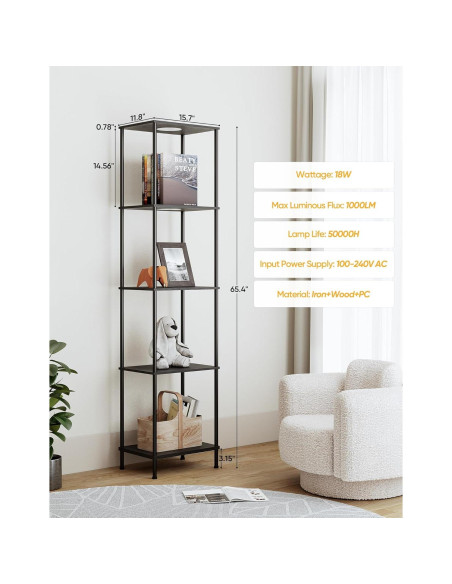 Estante de exhibición con luz RGBW PARTPHONER negro 165cm