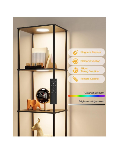 Estante de exhibición con luz RGBW PARTPHONER negro 165cm