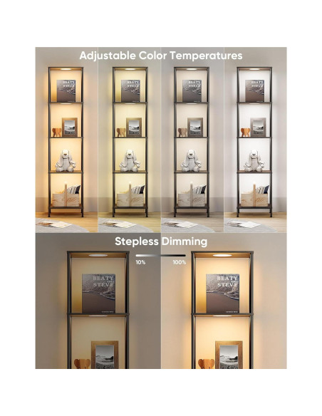 Estante de exhibición con luz RGBW PARTPHONER negro 165cm