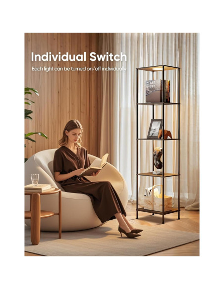 Estante de exhibición con luz RGBW PARTPHONER negro 165cm