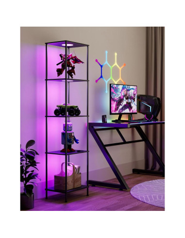 Estante de exhibición con luz RGBW PARTPHONER negro 165cm
