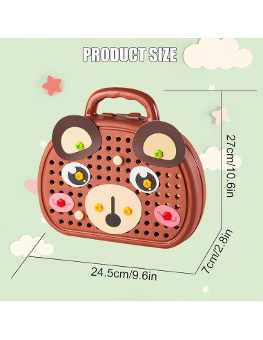 Caja de Herramientas Montessori TEZKIM con Taladro Eléctrico 203 Piezas