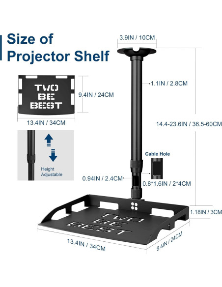 Soporte de Techo para Proyector 2-Be-Best Ajustable 37-60CM