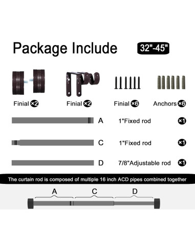 Barra de Cortina Ajustable WORLD RODS 45-114 cm Bronce Antiguo