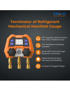 Manómetro Digital Elitech DMG-4B con Control APP y 140 Refrigerantes 2