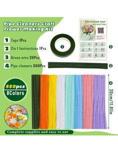 Kit de Limpiapipas ZXIIXZ 550 Pcs 8 Colores Manualidades 2