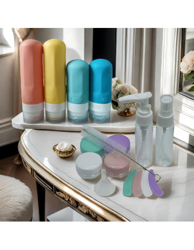 Juego de Botellas de Viaje LSQDV 18 Piezas Aprobadas TSA