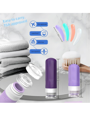 Juego de Botellas de Viaje LSQDV 18 Piezas Aprobadas TSA