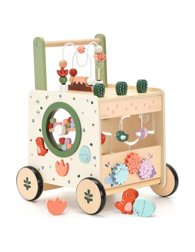 Andador de Bebé Dinosaurio KizKnows 6 en 1 con Freno y Clasificador