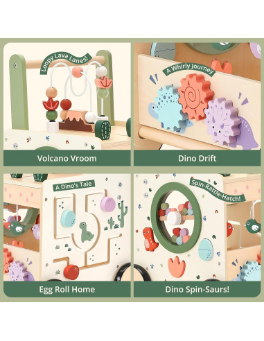 Andador de Bebé Dinosaurio KizKnows 6 en 1 con Freno y Clasificador